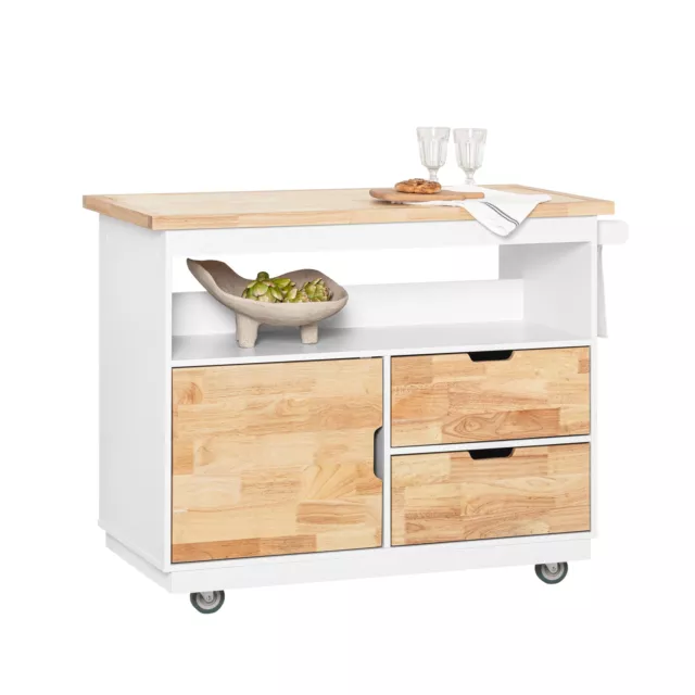 SoBuy FKW107-II-WN Isla de Cocina con Estantes Puerta Toallero y Cajones ES