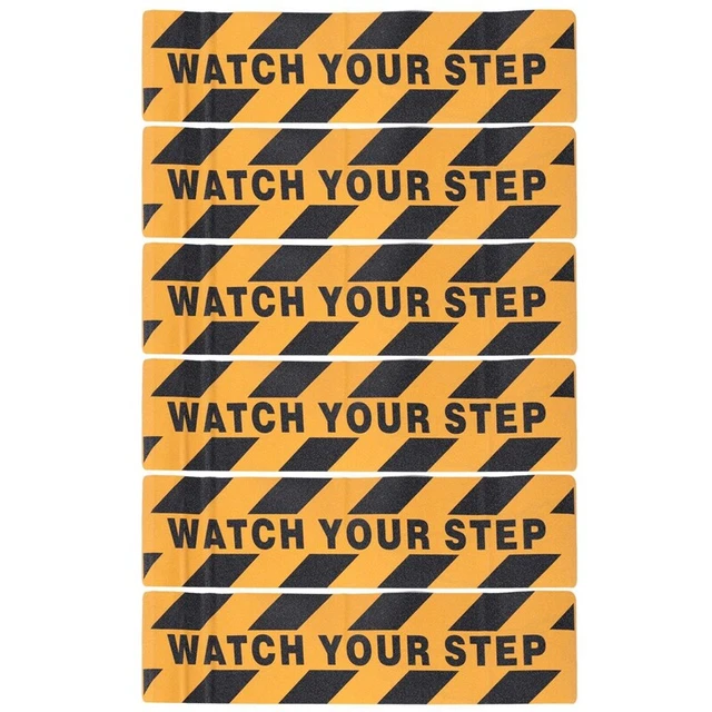 6PCS Watch Your Step Floor Decal Sticker Premium Self-Adhesive Vinyl, Lamin L4T9