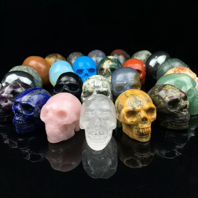 Natural 2'' Skull Quartz Crystal Specimen Hand-Carved(Energy/Healing) Halloween