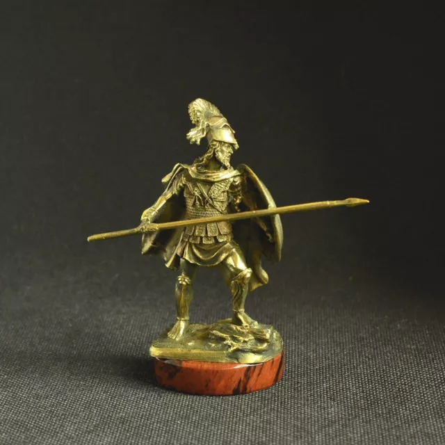 Art Deco Solid Bronze Ancient Greek Sparta Hoplite Warrior Statuette Figurine