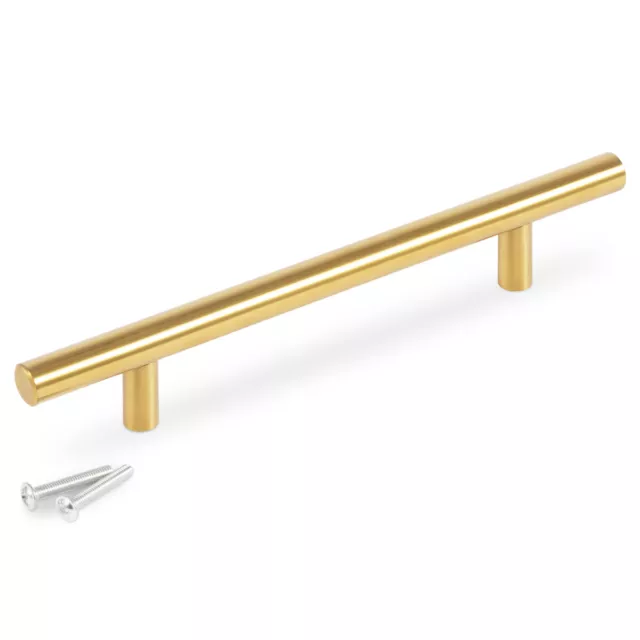 10X Gold T Bar Cupboard Cabinet Drawer Door pull Handle 96-136mm Hole