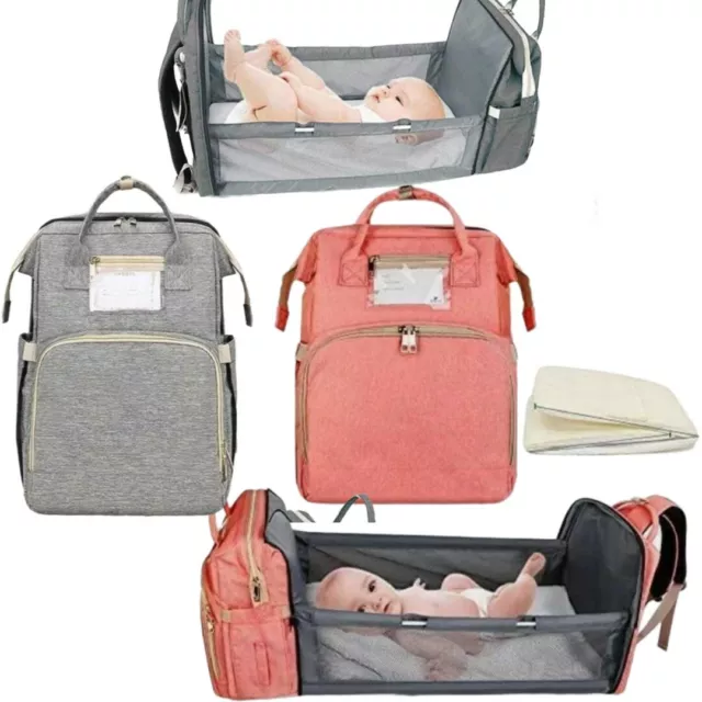 Large travel baby changing backpack Nappy Diaper Bag Rose Pink/grey