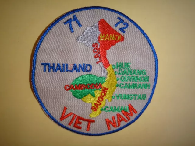 Thailand-Cambodia-Laos-Vietnam SOUTHEAST ASIA Map 1971-1972 Vietnam War Patch