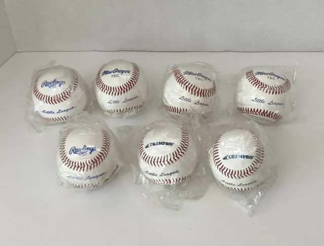 Lot of 7 Little League Baseballs MacGregor, Rawlings, Champro Leather Cover NEW
