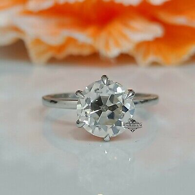 Moissanite Wedding Ring Solitaire 9.5 MM Old European Cut Hidden Halo Ring Gift