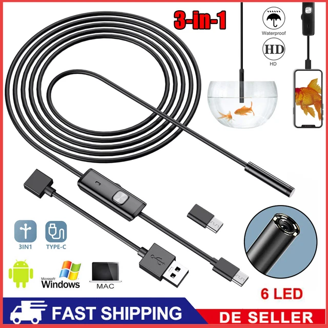 5M USB LED Endoskop Wasserdicht Endoscope Inspektion Kamera Für Android PC 3in1