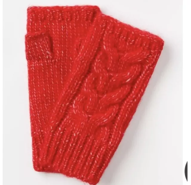 LOFT NWT Cable Fingerless Gloves - Tango Bright Red