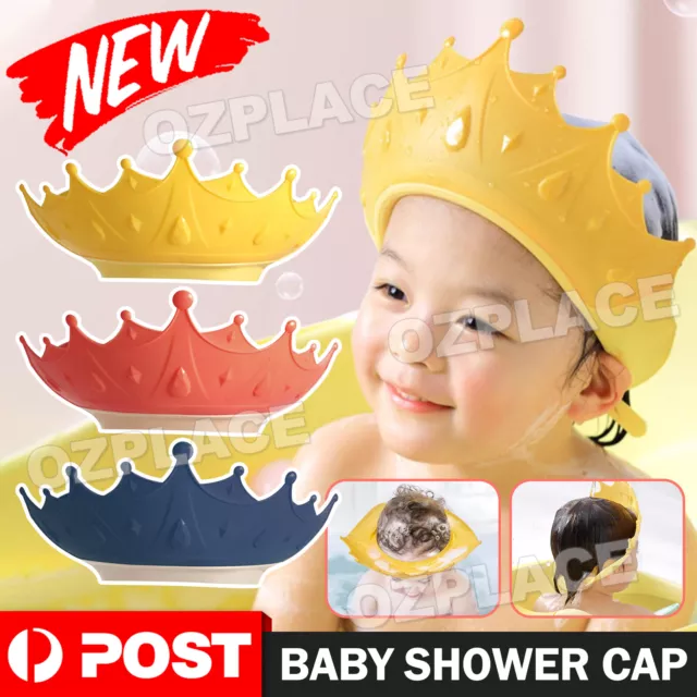 Adjustable Kids Baby Shower Cap Children Bath Wash Hair Eye Care Crown Shape Hat