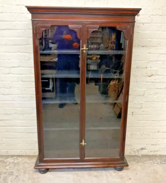 Antique Victorian Pitch Pine Country House Library Glazed Bookcase (Can Deliver)