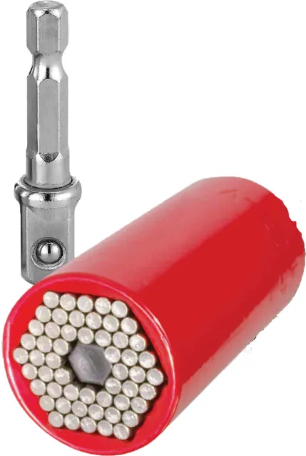 Red Dog Universal Socket Tool As Seen On TV with Drill Adapter Red/Silver