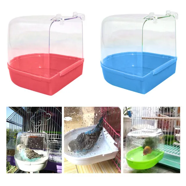 1X Bird Water Bath Tub For Pet Bird Cage Hanging Bowl Parrots Parakeet Birdbath