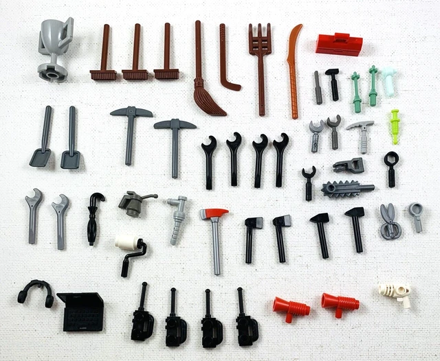 Lego Minifigure Accessories Brooms Tools Laptop Umbrella Toolbox Bulk Lot 52pc