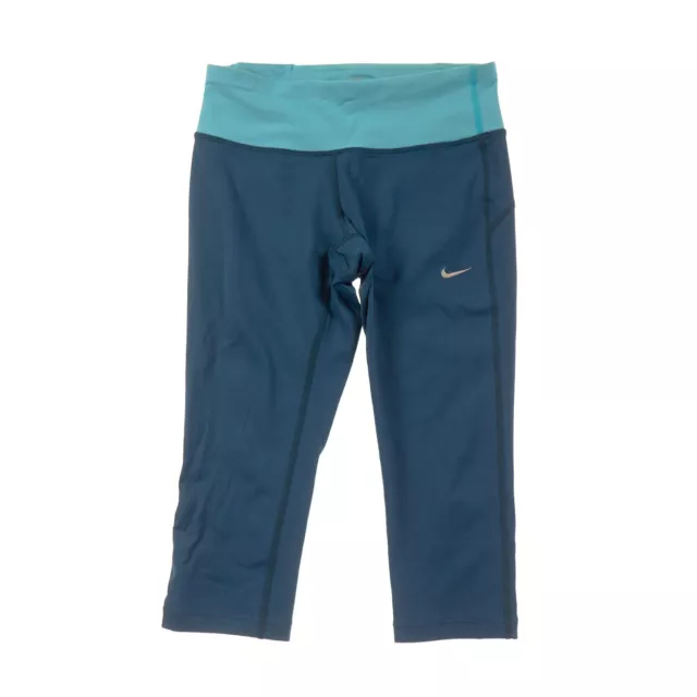 Nike Dri-Fit Blue Capri Leggings Womens XS Pull On Drawstring