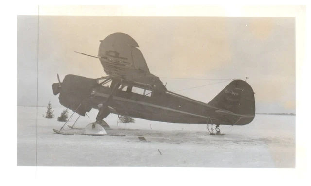Stinson Reliant Gullwing Airplane Aircraft VTG Photo 5x3.5" CF-HVP Ice Landing