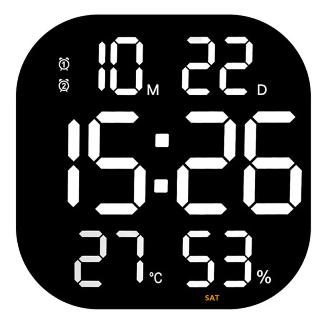 LED Digital Wall Clock Large Screen Temperature Date Display Electronic Alarm
