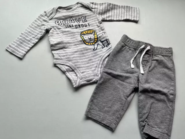 baby boy clothes Size 3 Months Carters Long-sleeve One Piece Shirt Pants Brave
