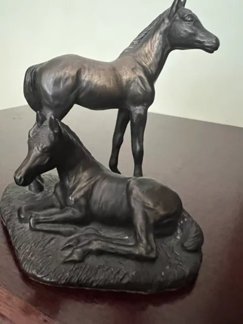 Genesis Fine Arts Mare And Foal Bronze Sculpture Collectors item decorative