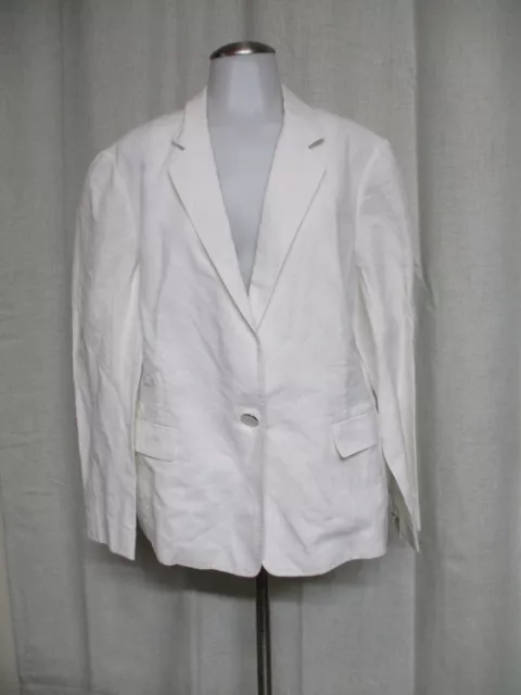 LAFAYETTE 148 New York white cotton linen blazer jacket sz L