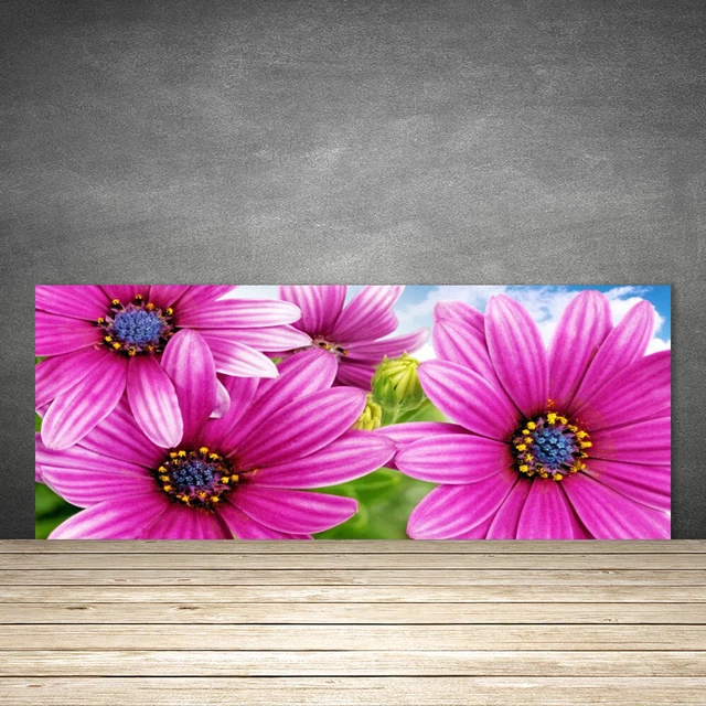 Crédence Cuisine En Verre Décor Floral Fleurs - Panneau 125x50 Cm Moderne - Marque Tulup