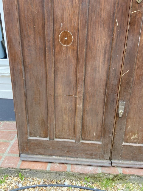 Huge Solid Oak Manor Front Doors Old Period Wood Antique Reclaim Stained Glass 4