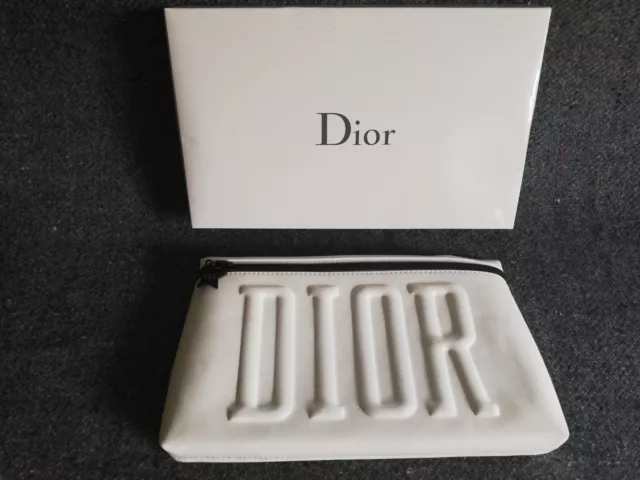 Christian Dior CD Clutch Kosmetiktasche Kulturtasche Pouch Weiß Beauty Case. NEU