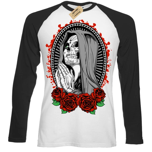 Peace Vigin Mary Skull T-Shirt dead Mens Baseball