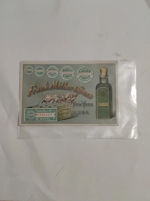 Antique Frank Miller & Sons Shoe Blacking Advertising Promo Card Excellent...