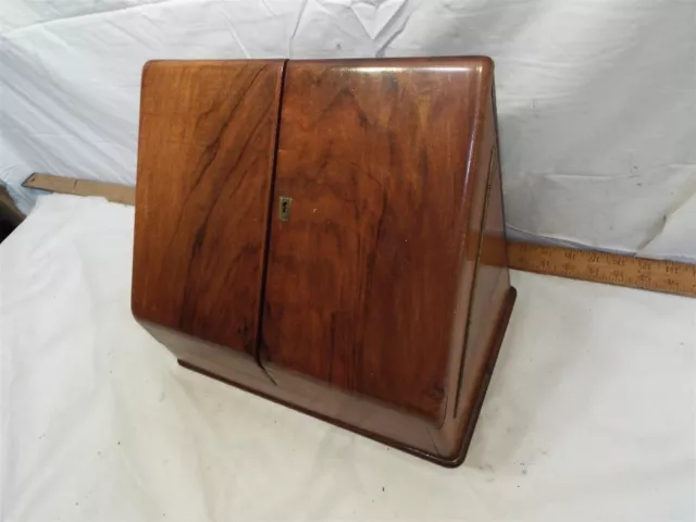Antique Wooden Portable Desk Writing Case Slant Top Letter Holder Walnut Wood
