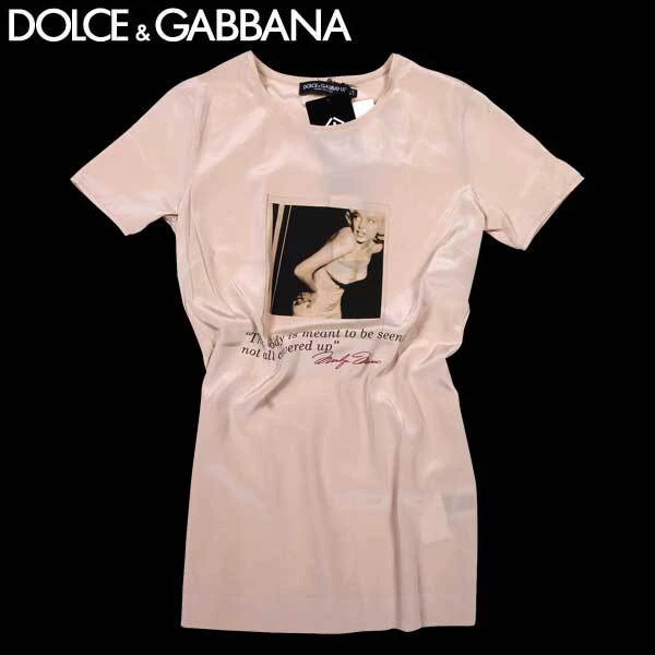 Dolce Gabbana T-Shirt Short Sleeve Front Marilyn Monroe 22A Beige Women IT-38 40