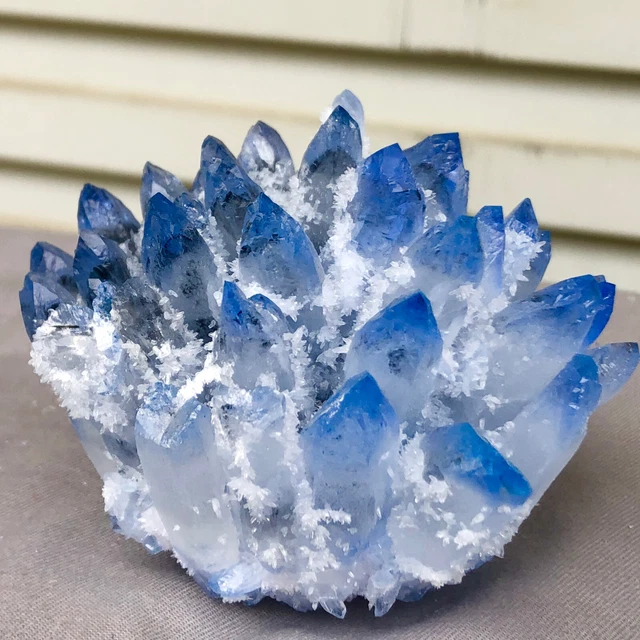 366g  New Find blue Phantom Quartz Crystal Cluster Mineral Specimen Healing 9