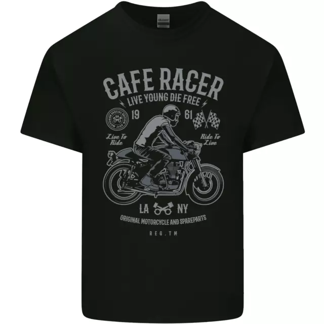 T-shirt da uomo in cotone Cafe Racer Live Young Biker