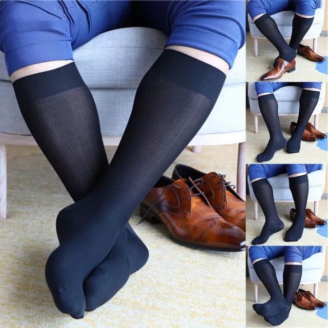 Hommes Tube Socks Thin-Socks Daily-Business Habillé Rayé Respirant Robe Socks