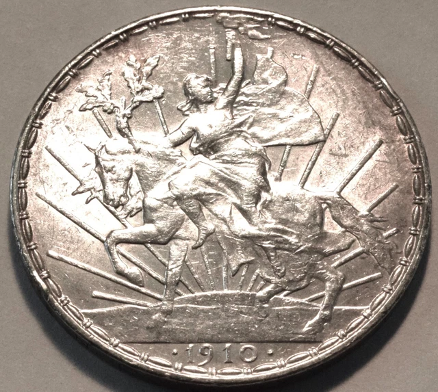 1910 Mexico Un Peso Silver Caballito, Higher Grade, Better Mexican Type Coin 1P