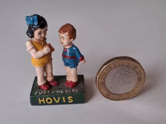 Vintage Ricordini Metal Advertising Miniature Figure Hovis Bread Boy & Girl, Vgc