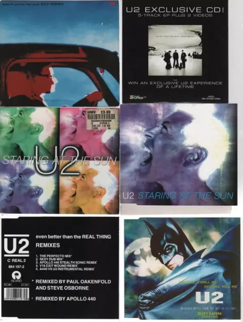 U2 CD Singles Who's Gonna Ride Your Wild Horses, Staring At The Sun, Even Be