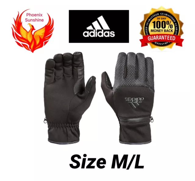 "CLEARANCE" Size M/L NEW Adidas Mens Touchscreen Gloves AW0081-200 Black