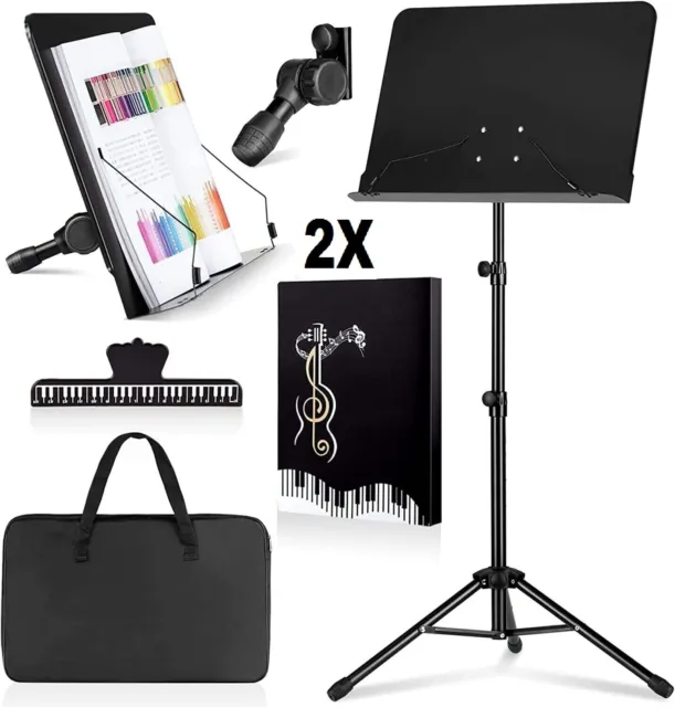 2XMetal Heavy Duty Foldable Music Stand Holder Tripod Orchestral Conductor Sheet