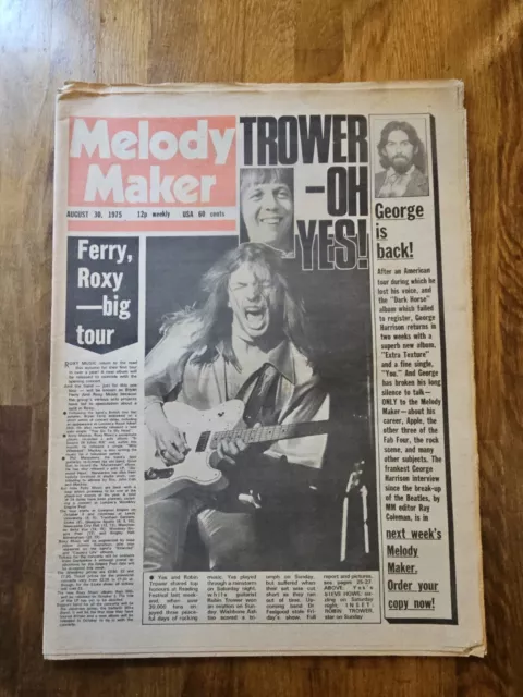 Melody Maker Newspaper August 30th 1975 YES Cover