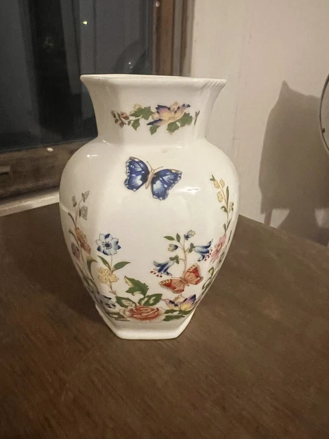 Aynsley England Bone China Cottage Garden Small Bud Vase Floral Butterflies