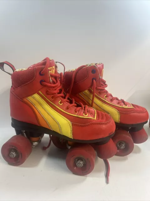 SFR Rio Roller Quad Skates Red Yellow Orange - Size UK 2 / EU 34