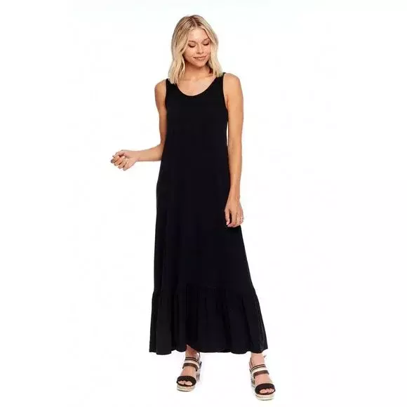 Mud Pie Womens Size XL Sleeveless Alice Jersey Knit Maxi Dress in Black