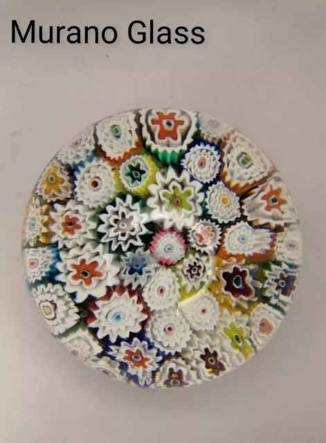 (Read) Murano Glass Millefiori Close Pack Carpet Vintage Paperweight Flowers