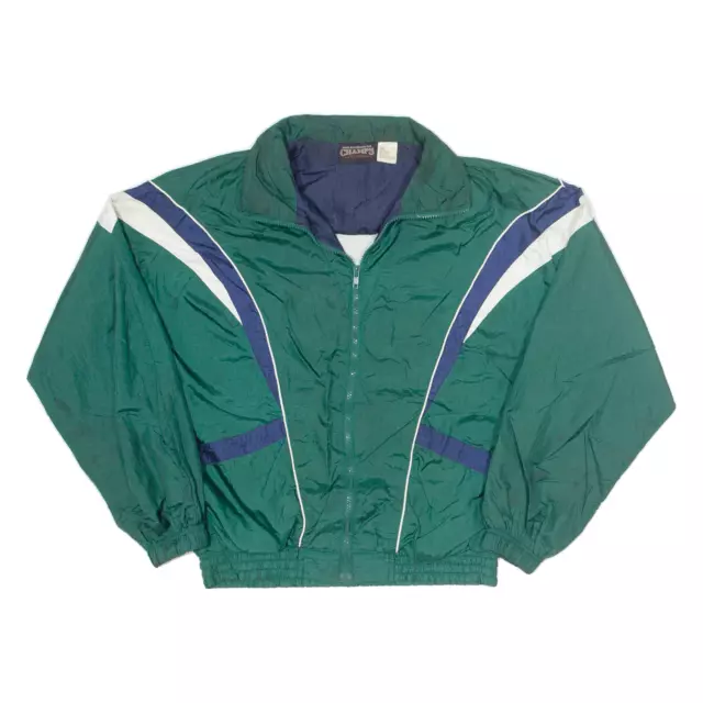 Vintage CHAMPS Mens Shell Jacket Green Nylon 90s S