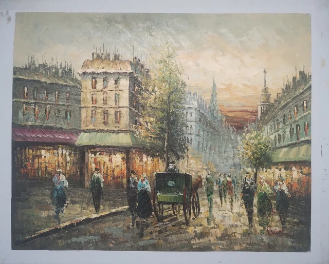 Peinture Huile Naïve Poncini – Moulin Rouge Paris – Encadrée Dorée – Suze