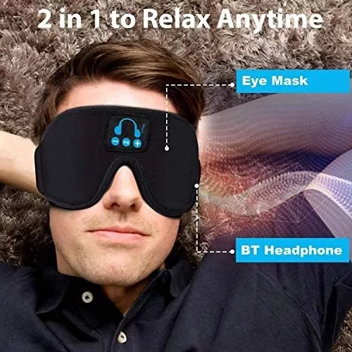 😴 Mascara Antifaz Transpirable para Dormir y Bluetooth 5.0 para Música Relax 😴
