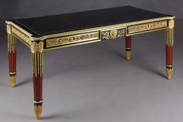 L-Sam-381 Bureau Plat IN Luigi Stile XVI Dopo Jean Henri Riesener 1734 - 1809