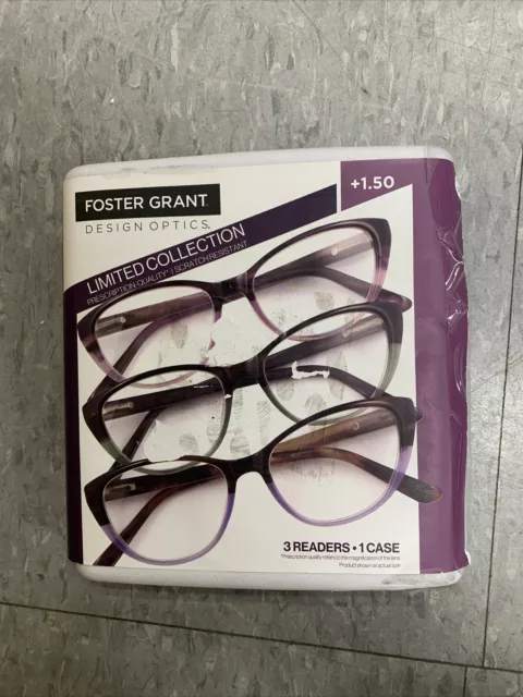 Foster Grant Leyna Cat Eye Plastic Reading Glasses +1.50 3-Pack Free Shipping