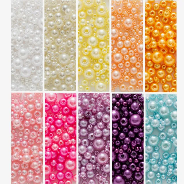 150 Piece Round ABS Acrylic Imitation Pearl Spacers Beads Jewelry Making 3-8mm