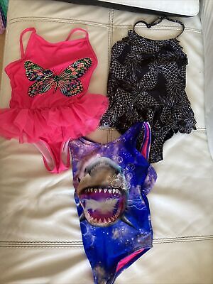 3 girl swimsuits swimming costumes size 4-5 years (2 New No Tags,1 Used)