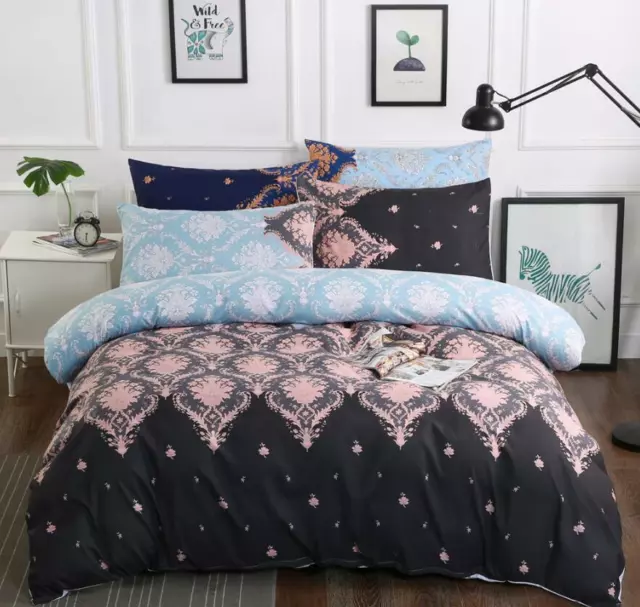 3D Black Pink Blue Pattern KEP2390 Bed Pillowcases Quilt Duvet Cover Kay